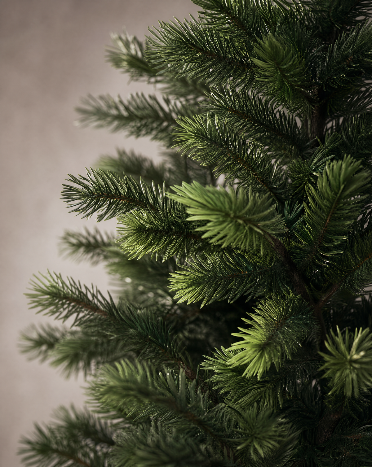 Nahaufnahme der Real-Touch-Nadeln des künstlichen Weihnachtsbaums von HOPER