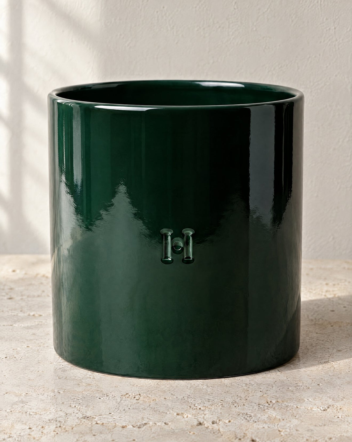 Cache-pot HOPER vert émeraude en situation, lifestyle HOPER #Taille_⌀30cm