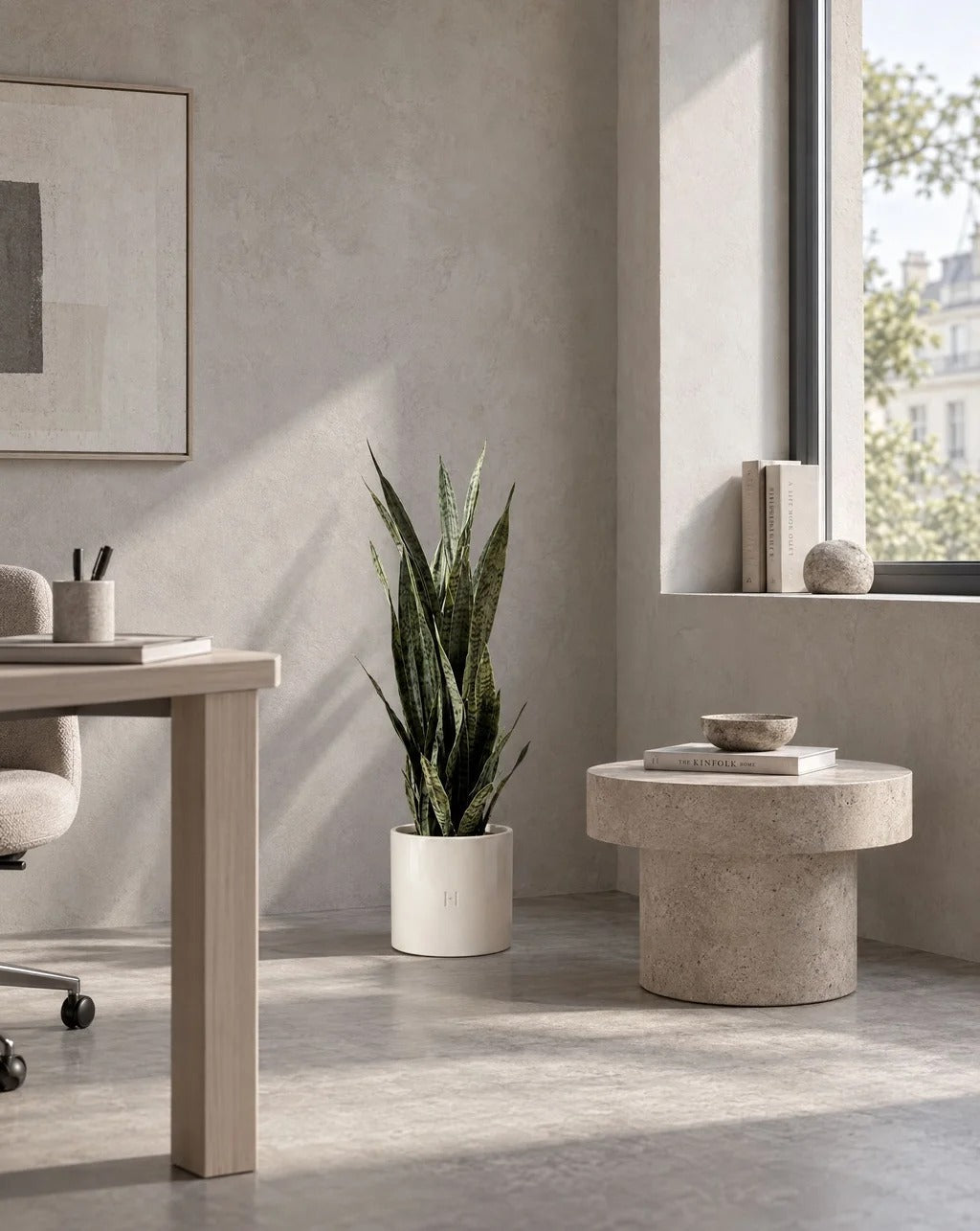 Sansevieria artificiel HOPER dans un bureau, lifestyle HOPER #Taille_90cm
