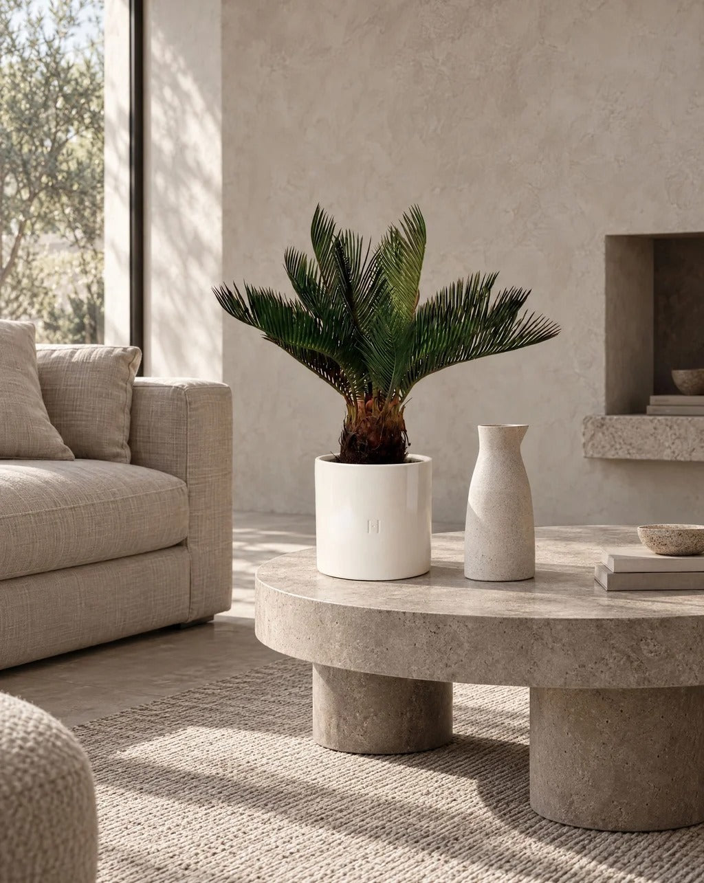 Cycas artificiel HOPER sur une table basse, lifestyle HOPER #Taille_45cm