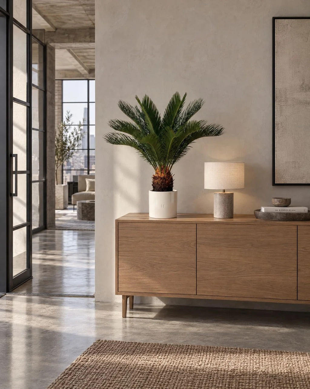 Cycas artificiel HOPER sur un buffet, lifestyle HOPER #Taille_65cm