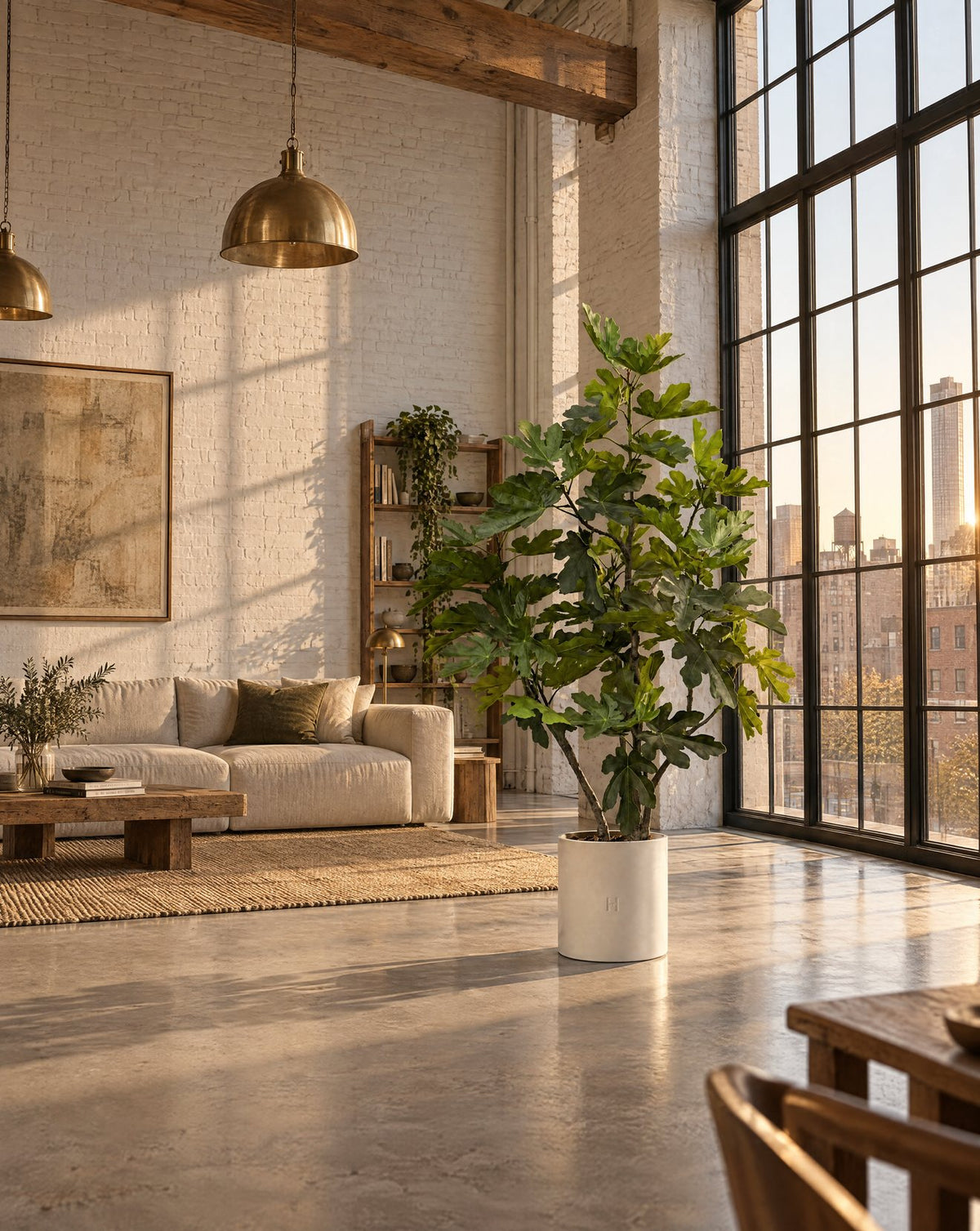 HOPER artificial fig tree in a loft, lifestyle HOPER #Size_195cm
