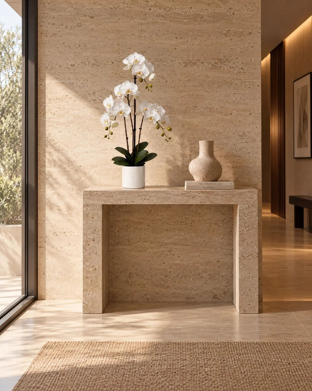 Orchidee blanche artificielle HOPER dans une entree, lifestyle HOPER #Taille_80cm
