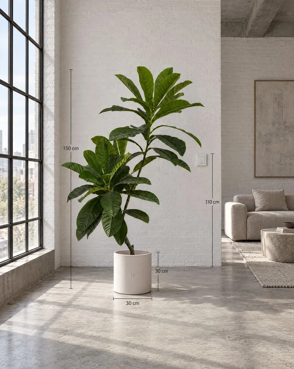 Plumeria artificiel HOPER dans un loft, lifestyle HOPER #Taille_150cm